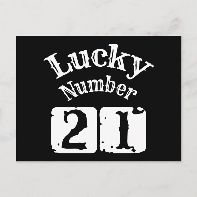 Carte Postale 21 - Numéro Chanceux 21 Chance (Devant)