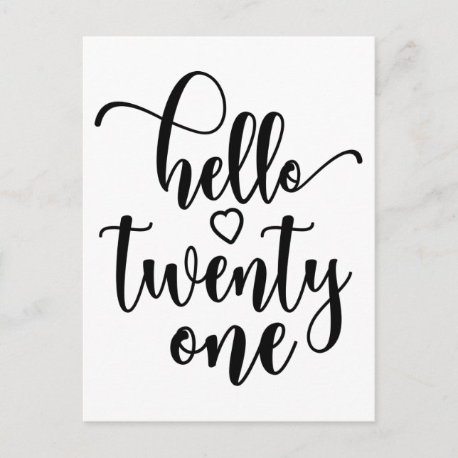 Carte Postale 21st Birthday Women Hello 21 Cute 21 Years Old (Devant)