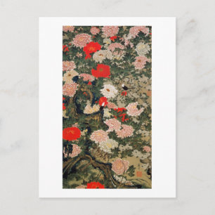 Carte Postale 22. 牡 丹 小 図, 若 冲 Peonies & Petits Oiseaux, Jakuchu