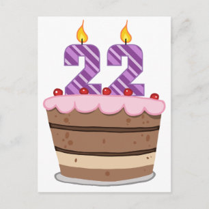 Carte Postale 22 ans sur le gâteau d'anniversaire