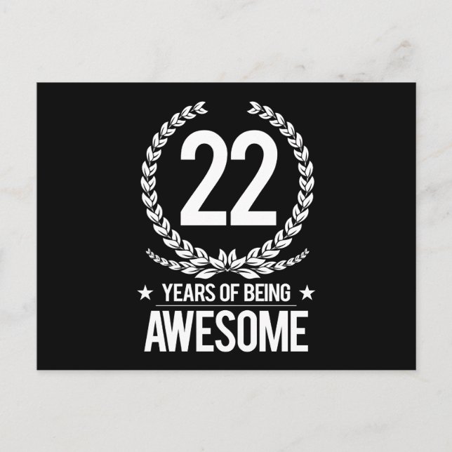 Carte Postale 22e anniversaire (22 ans d'être génial) (Devant)