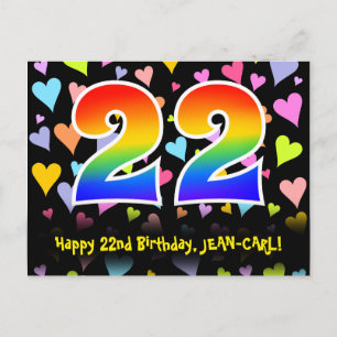 Carte Postale 22e anniversaire : Fun Hearts Motif, Arc-en-ciel 2