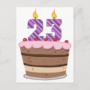 Carte Postale 23 ans sur le gâteau d'anniversaire