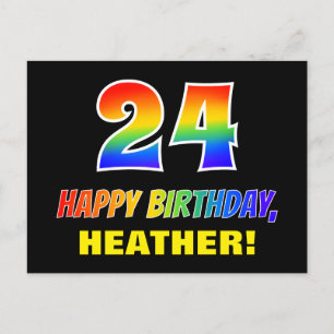Carte Postale 24e anniversaire : Bold, amusant, simple, arc-en-c