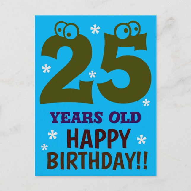 CARTE POSTALE 25 ANS JEUX ANNIVERSAIRE FUN (Devant)