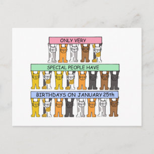 Carte Postale 25 janvier Anniversaire Cute Cartoon Cats