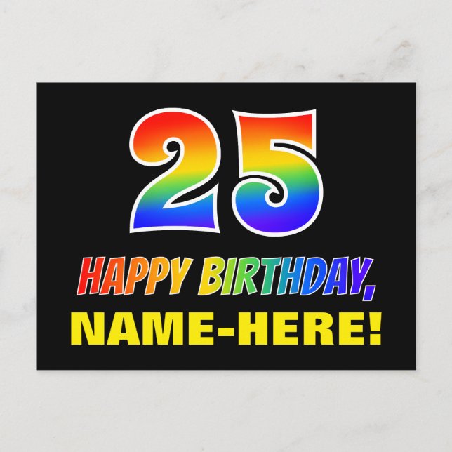 Carte Postale 25e anniversaire : Bold, amusant, simple, arc-en-c (Devant)