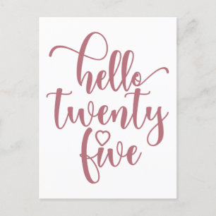 Carte Postale 25e anniversaire femmes Bonjour 25 mignonne 25 ans