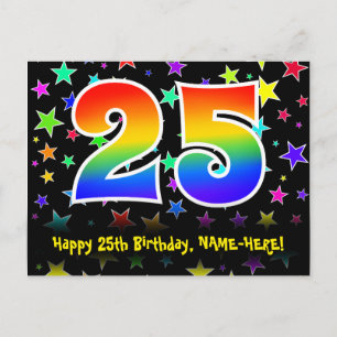 Carte Postale 25e anniversaire : Fun Stars Motif, Arc-en-ciel 25