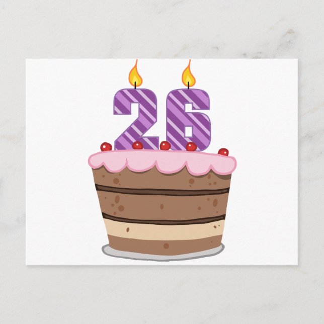 Carte Postale 26 ans sur le gâteau d'anniversaire (Devant)