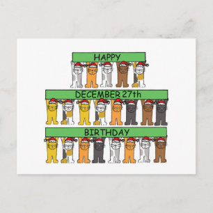 Carte Postale 27 décembre Cartoon Cats d'anniversaire.