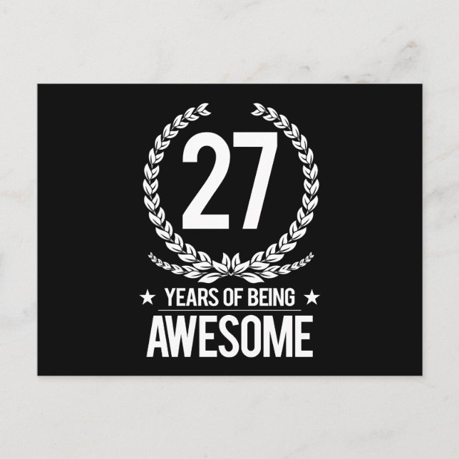 Carte Postale 27e anniversaire (27 ans d'être génial) (Devant)