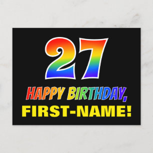 Carte Postale 27e anniversaire : Bold, amusant, simple, arc-en-c