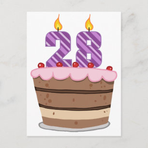 Carte Postale 28 ans sur le gâteau d'anniversaire