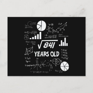 Carte Postale 29e anniversaire Carré mathématiques racine 29 ans