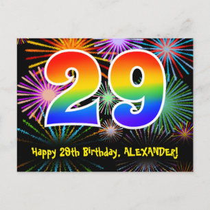 Carte Postale 29e anniversaire - Fun Motif feux d'artifice + Arc
