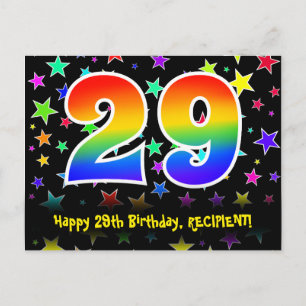 Carte Postale 29e anniversaire : Fun Stars Motif, Arc-en-ciel 29
