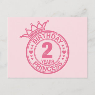 Carte Postale 2 ans - Anniversaire Princesse - rose