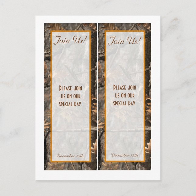 Carte Postale 2 Chasseurs Camo Chic Signets Mariages (Devant)