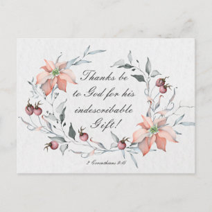 Carte Postale 2 Corinthiens 9:15 Merci à Dieu Noël