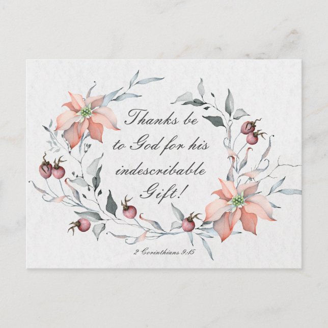 Carte Postale 2 Corinthiens 9:15 Merci à Dieu Noël (Devant)