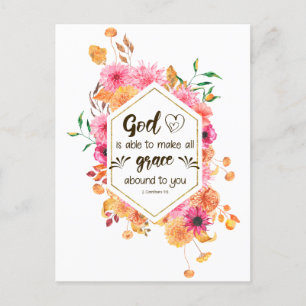 Carte Postale 2 Corinthiens 9:8 Dieu est capable de rendre la gr
