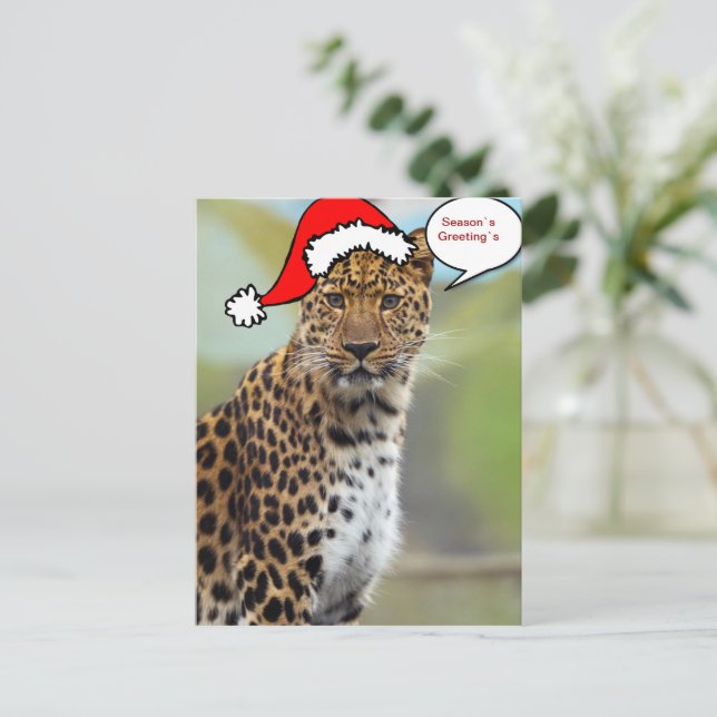 Carte postale 2 de léopard de Père Noël de Noël (Debout devant)