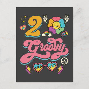 Carte Postale 2 Groovy 2e anniversaire Mignonne Fille de 2 ans