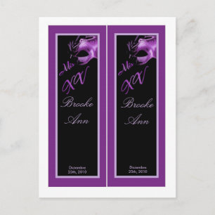 Carte Postale 2 Marques de livre Mis XV Purple Lilac Black Party