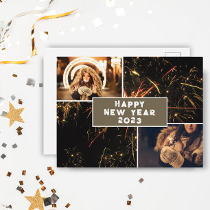 Carte Postale 2 Photo Collage Firework Joyeux Nouvel An 2023