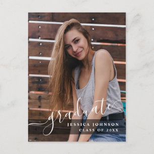 Carte Postale 2 PHOTO Moderne Elégant Graduation Party Invitatio