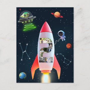 Carte Postale 2e Anniversaire Fusée Espace   Grand Collage Photo