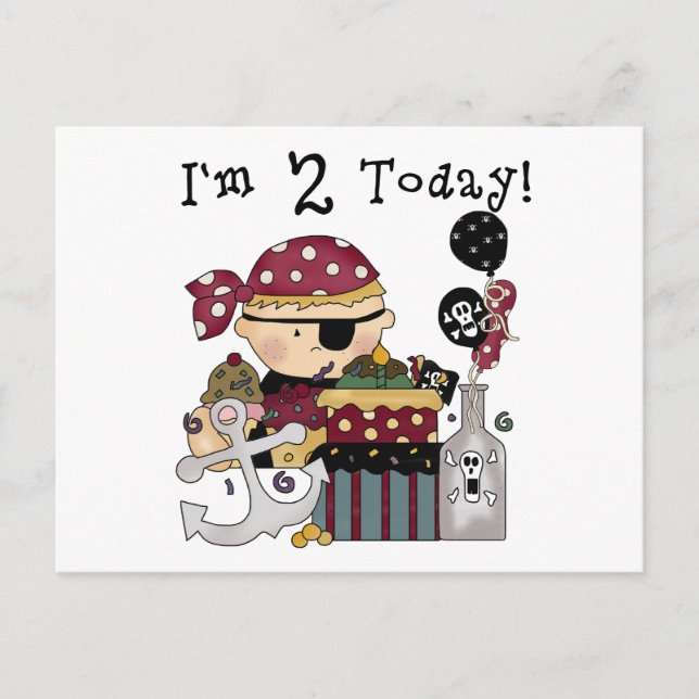 Carte Postale 2e anniversaire Pirate Tshirts et cadeaux (Devant)