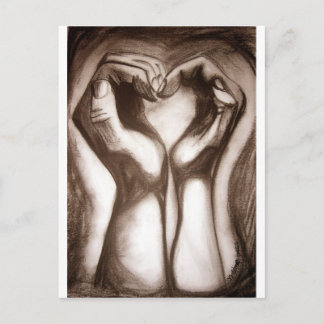 Carte Postale 2mains1coeur en sépia