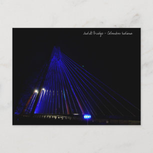 Carte Postale 2nd Street Bridge lite en bleu - Columbus Indiana