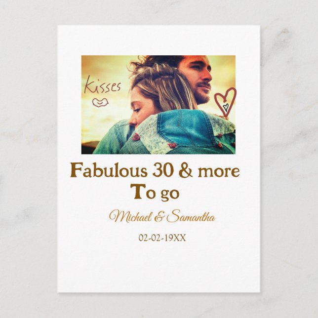 Carte Postale 30 ans de mariage fabuleux nom photo date (Devant)