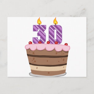 Carte Postale 30 ans sur le gâteau d'anniversaire
