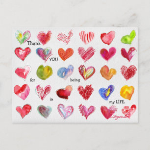 Carte postale 30 Coeurs Saint-Valentin Merci