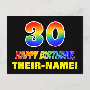 Carte Postale 30e anniversaire : Bold, amusant, simple, Arc-en-c