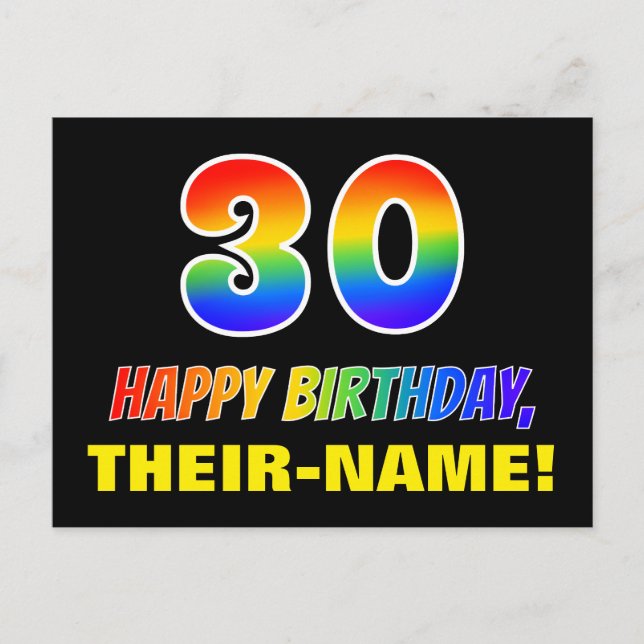 Carte Postale 30e anniversaire : Bold, amusant, simple, Arc-en-c (Devant)