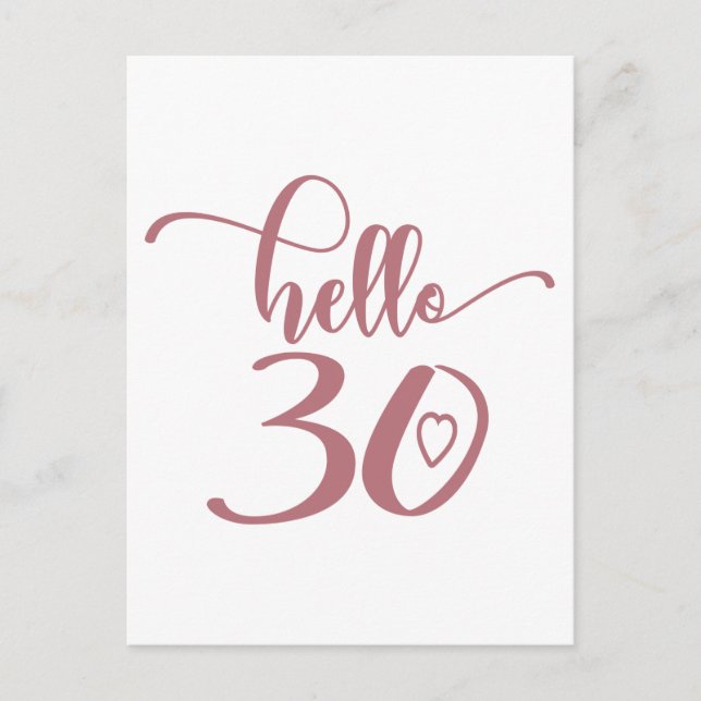 Carte Postale 30e anniversaire Femmes Bonjour 30 mignonnes 30 an (Devant)
