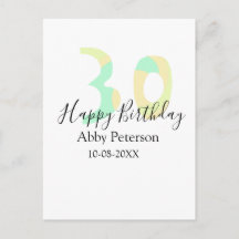 30th birthday bold letter pastel yellow black retr