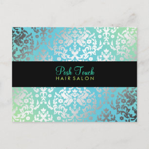 Carte Postale 311 Dazzling Damask Turquoise & Lime Black
