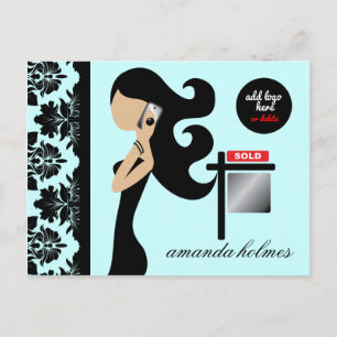 Carte Postale 311 Immobilier Fashionista Brunette Bleu