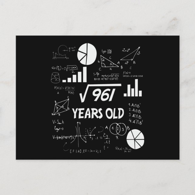 Carte Postale 31e anniversaire Carré mathématiques racine 31 ans (Devant)