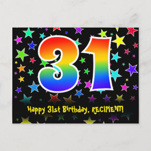 Carte Postale 31e anniversaire : Fun Stars Motif, Rainbow 31, No