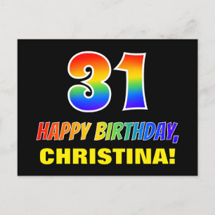 Carte Postale 31e anniversaire : Gras, Amusant, Simple, Arc-en-c