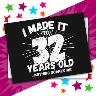 Carte Postale 32 ans sarcasme mème drôle 32e anniversaire