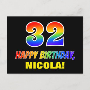 Carte Postale 32e anniversaire : Bold, amusant, simple, arc-en-c