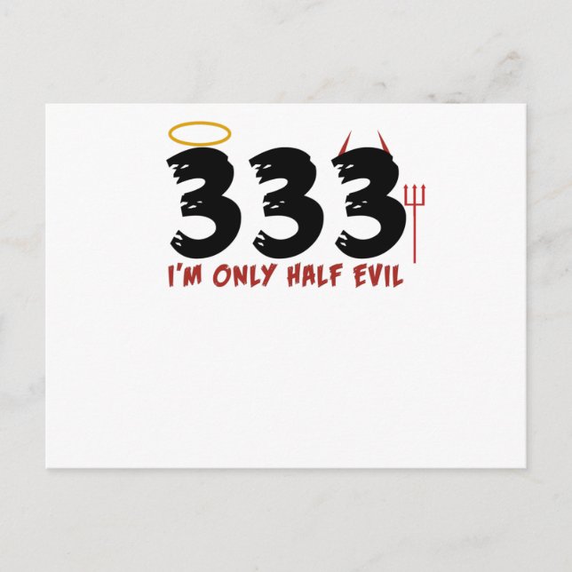 Carte Postale 333 Je ne suis qu'à moitié méchant halloween (Devant)